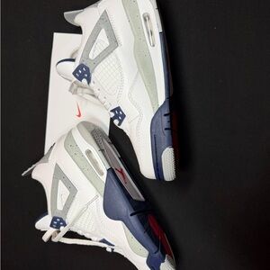 Air Jordan 4 Retro Women’s 5.5 White Blue Red Cement NWT